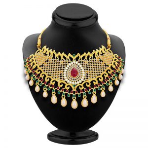 Fancy Gold Plated Ad Necklace Set For Women