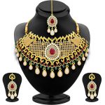 Fancy Gold Plated Ad Necklace Set For Women