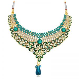 Delightful Gold Plated Ad Collar Necklace Set For Women