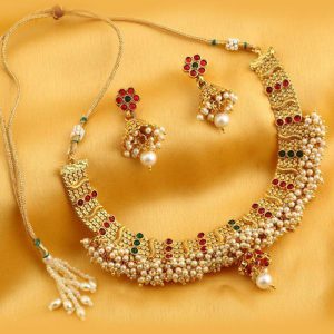 Reversible Trendy Gold Plated Necklace Set For Women