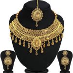 Attractive Choker Gold Plated Necklace Set For Women