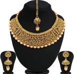 Modish Choker Gold Plated Necklace Set For Women