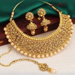 Modish Choker Gold Plated Necklace Set For Women