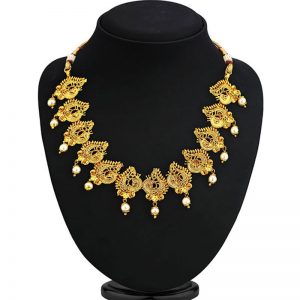 Astonish Gold Plated Peacock Necklace Set For Women