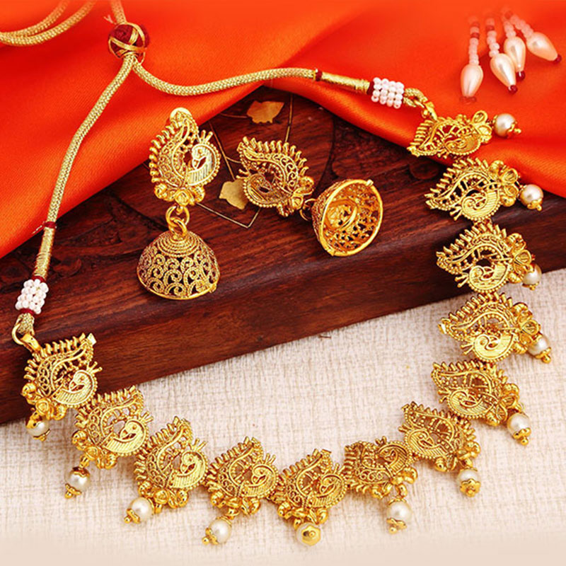 Gold plated on sale peacock necklace set