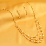 Modern 3 String Gold Plated Necklace Set For Women