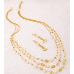 Modern 3 String Gold Plated Necklace Set For Women