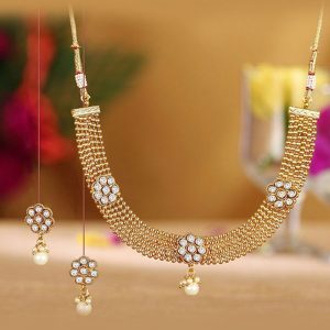 Blossomy Gold Plated Necklace Set For Women