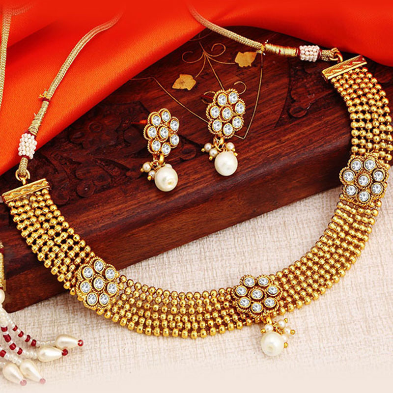 Blossomy Gold Plated Necklace Set For Women