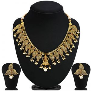 Blossomy Gold Plated Temple Necklace Set For Women