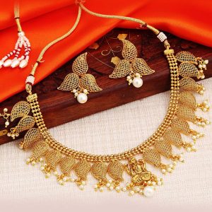 Blossomy Gold Plated Temple Necklace Set For Women