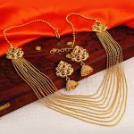 Delightly Ten String Gold Plated Necklace Set For Women