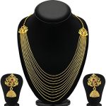 Delightly Ten String Gold Plated Necklace Set For Women