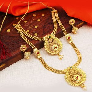 Trendy Cluster Gold Plated Necklace Set For Women