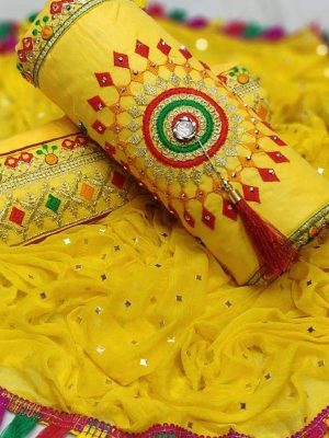 Yellow Cotton Regular Wear Payal Work Salwar Suit