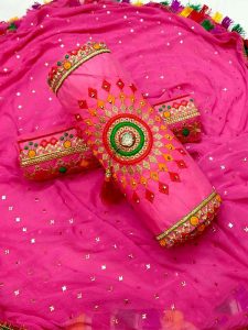 Pink Cotton Regular Wear Payal Work Salwar Suit
