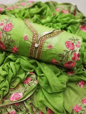 Light Green Modal Chanderi Daily Wear Embroidery Work Salwar Suit