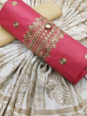 Pink Glace Cotton Silk Casual Wear Embroidery Work Salwar Suit