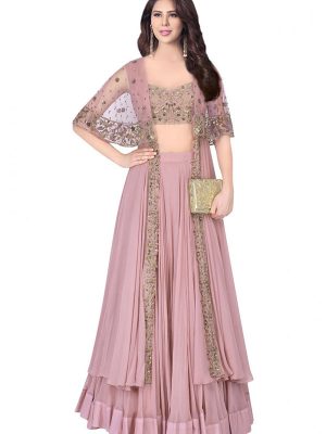 Multicolor Georgette Moti Work Dheeru And Nitika Designer Crop Style Jacket Suit