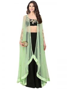 Mint Green Net Embroidery Work Prathyusha Garimella Designer Crop Top