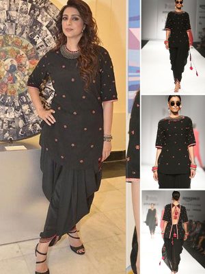 Black Georgette Silk Embroidery Work Tabbu Designer Dhoti Salwar Suit