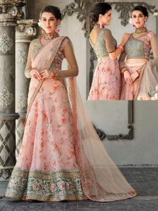 Pink Organza Party Wear Digital Print Lehenga Choli