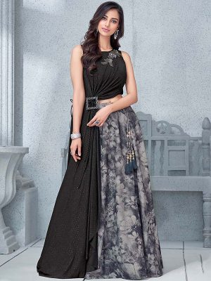 Black Lycra Party Wear Thread Work Lehenga Choli