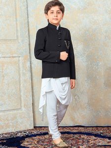 White Rayon Festival Wear Plain Kids Kurta Pajama