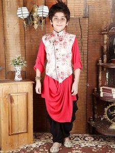 Pink Rayon Festival Wear Diamond Work Kids Kurta Pajama