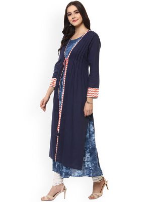 Women Blue Printed A-Line Kurta