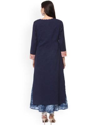 Women Blue Printed A-Line Kurta