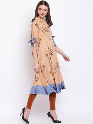 Women Brown Printed Anarkali Kurta