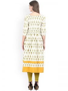 Women White Printed Anarkali Kurta