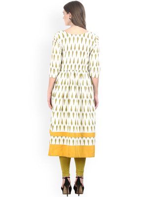 Women White Printed Anarkali Kurta