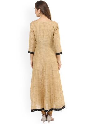 Women Brown Woven Design Anarkali Kurta