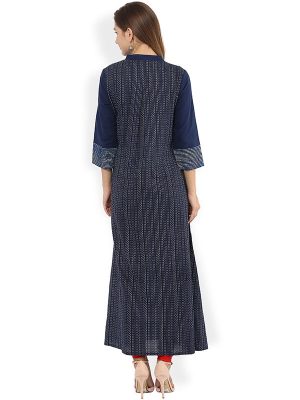 Women Blue Printed A-Line Kurta