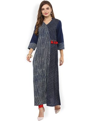 Women Blue Printed A-Line Kurta