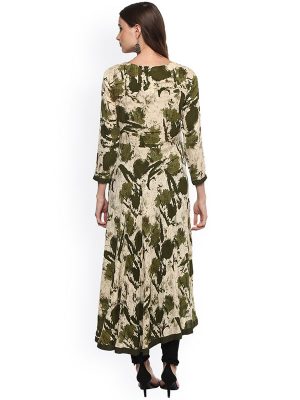 Women Green Floral Print Anarkali Kurta