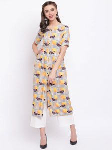 Women Multicoloured Printed Straight Kurta