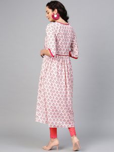 Women Pink Printed A-Line Kurta