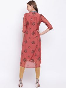 Women Tan Printed Straight Kurta