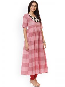 Women Pink Printed Anarkali Kurta