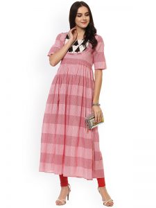 Women Pink Printed Anarkali Kurta