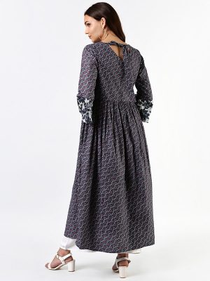 Women Grey Printed Anarkali Kurta