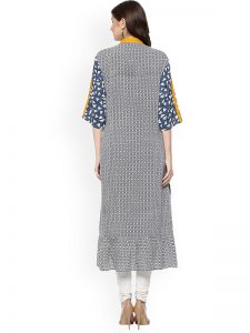 Women Blue Printed A-Line Kurta