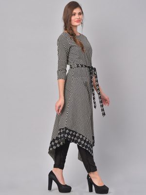 Women Black & Grey Printed A-Line Kurta