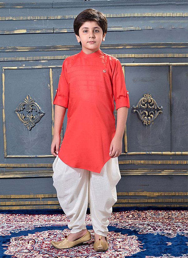 Gajri Modal Satin Party Wear Pleats Work Kids Dhoti Kurta