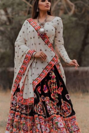 Navratri Garba Dhamaka Festival Outfit Heavy Beautiful Embroidery Lehenga