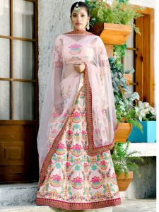 Bridesmaid Peach Colour Sequence Embroidered Work Festive Lehenga Choli