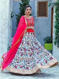 Bridesmaid Mulit Color Colour Sequence Embroidered Work & Digital Print Festive Lehenga Choli